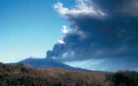 photo of ash rising from a volcano