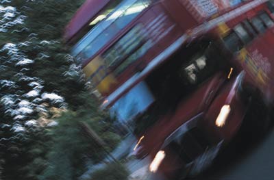 photo of bus moving