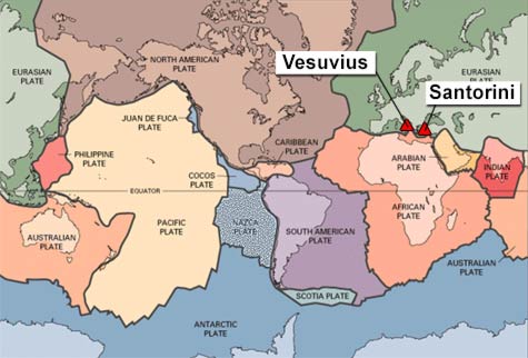 map of area around Vesuvius and Santorini