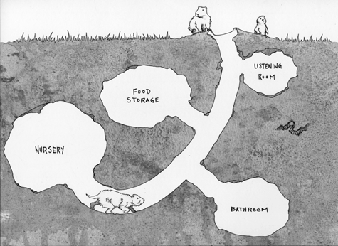 illustration of a prairie dog dwelling underground